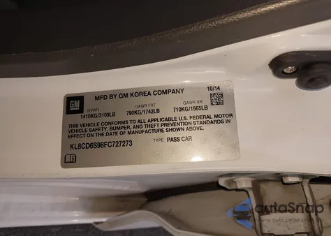 2015 Chevrolet Spark 1Lt Cvt from USA, damaged, VIN KL8CD6S98FC727273